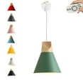thumbnail image 1 of FSLiving Remote Control Pendant Light 1-Light J-Type Track Pendant Lamps Scandinavian Style Pendant Lights for Kitchen Hanging Lamp Modern Wood and Aluminium Light Customizable - Green, 1 of 8