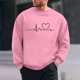 thumbnail image 1 of Amzcrzy Sudadera Para Hombre, Con Estampado De Corazones, Informal, De Manga Larga Y Cuello Redondo, Con Capucha, Color Rosa, 3Xl, 1 of 6