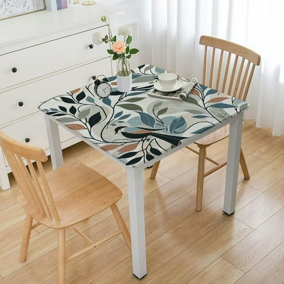 BANET Oilcloth Tablecloth Spillproof Wipeable Waterproof Party Oil Tablecloths for Small Coffee Table - 4Ft Square Tablecloth White