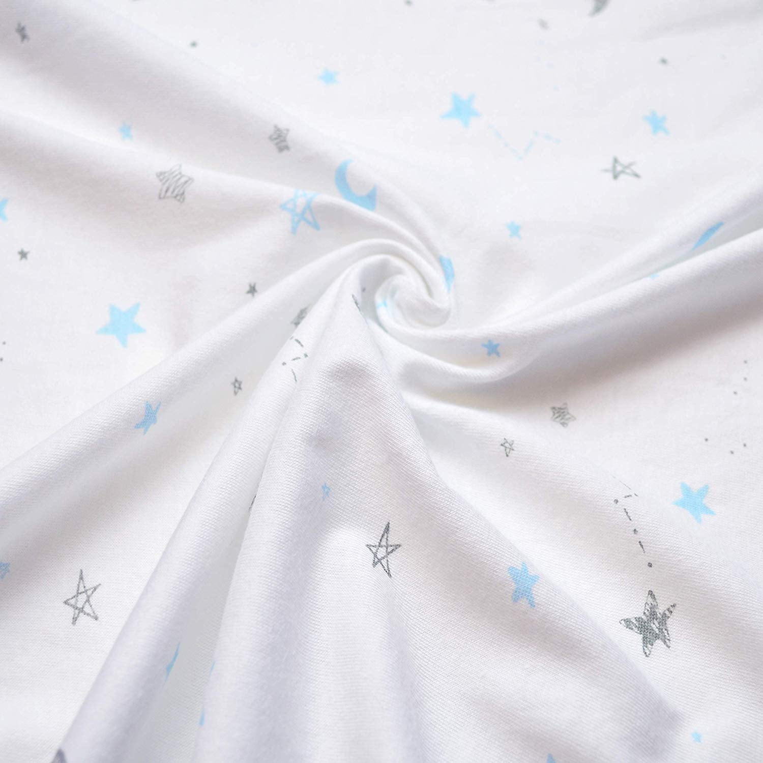 American Baby Company 2 Pack 100% Natural Cotton Fitted Crib Sheets 52" x 28" - Soft, Breathable, Hypoallergenic & Gentle Toddler Bed Sheets, Blue Stars/Zigzag, Neutral for Boys & Girls