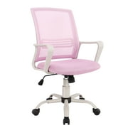 YangMing Mid-Back Office Chair with Adjustable Raise or Lower, Desk Computer Chair with Lumbar Support-Pink
