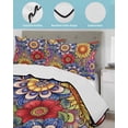 thumbnail image 3 of Twin Quilt Bedding Set, Boho Blue Flower Reversible Summer Quilt 3 Pieces, Spring Bohemia Chic Red Yellow Floral Lightweight Bedspreads Coverlets with 2 Pillow Shams for All Seasons, 3 of 5