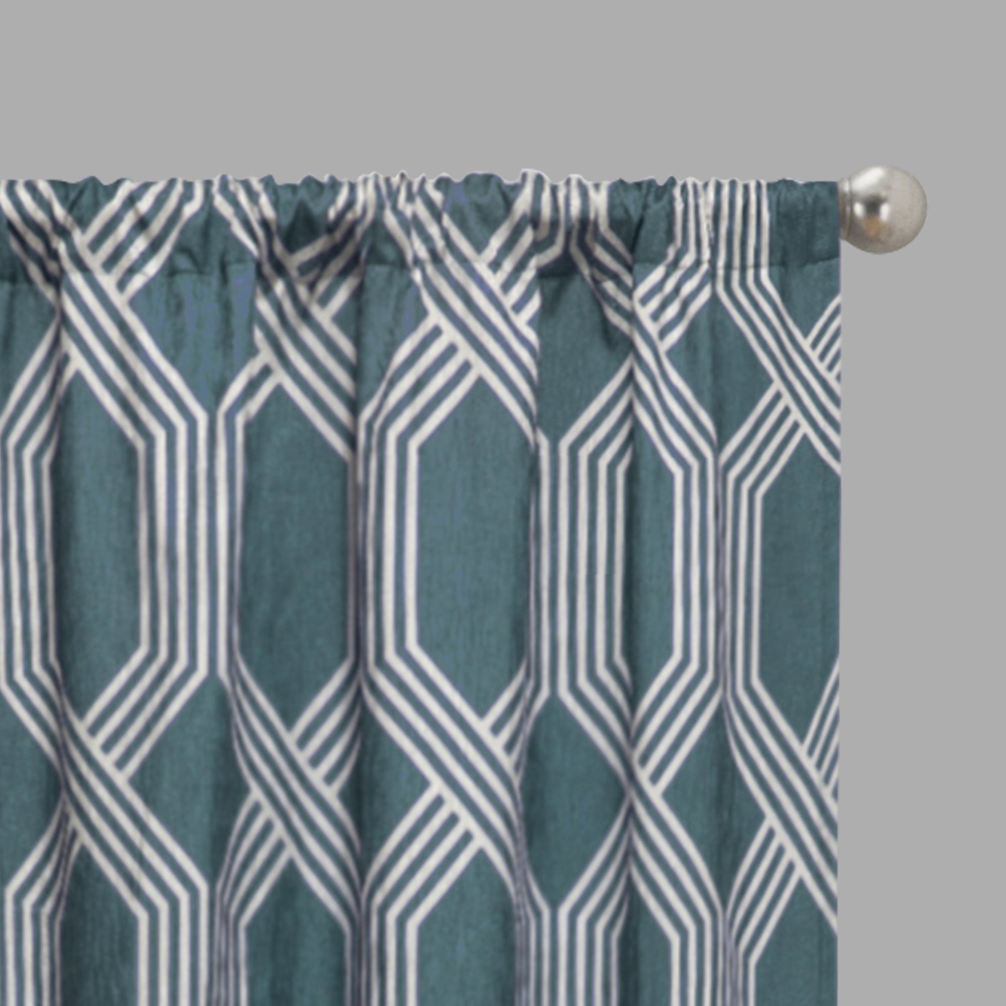 Eclipse Draft Stopper Room Darkening Fleece Lined Rod Pocket, Single Curtain Panel, Blue Geo, 42" W x 84" L