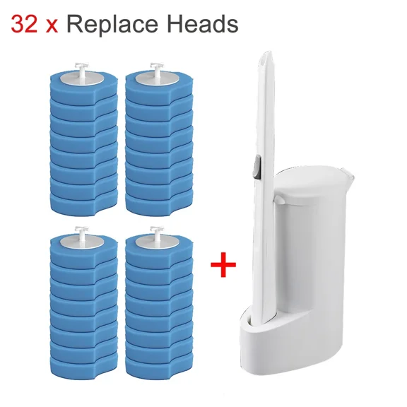 Wall-mounted Disposable Toilet Brush Cleaner with 8/16/24PCS Brush Head Bathroom Long Handle Cleaning Brush Toilet Accessories