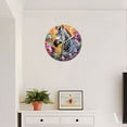 thumbnail image 4 of Modern Analog Wall Clock Battery Operated Round Clock with Non-Ticking Sweep Movement,Decorative for Bathroom,Living Room-Zebra In The Middle Of Oil Painting Surrounded By Flowers(12inch), 4 of 4
