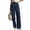 A Navy, variant on Cargo Pants Summer Sweatpants for Women Wide Leg Casual Elastic Waist Crop Pants Women's Fashion Casual Solid Color Pants Pocket Button Zipper Comfortable Long Pants Army Green S