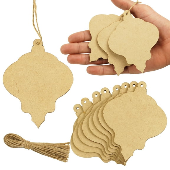 Inkdotpot 40pcs Wooden Ornament with Holes 3.5" Unfinished Predrilled Natural Wood Slices for Crafts Wooden DIY Christmas Ornaments Hanging Ropes Included
