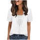 thumbnail image 3 of TaTaai Women's Casual Faux Two Piece Short Sleeve Top, Solid Pattern, Round Neck, Fashion Daily Home Wear, Comfortable Fabric Gift, 3 of 5