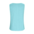thumbnail image 6 of Olyvenn Tank Top for Women Loose Fit Eyelet Summer Tops Flowy Sleeveless Blouses Pleated Square Neck Curved Hem Fashion Light Blue XL, 6 of 8