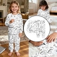 thumbnail image 2 of Yuncity Girls Pajamas Halloween Diy Winter Crew Neck Long Sleeve Sleepwear Casual Pjs Cozy Comfortable Loungewear Nightwear Size 2-3 Years White, 2 of 8