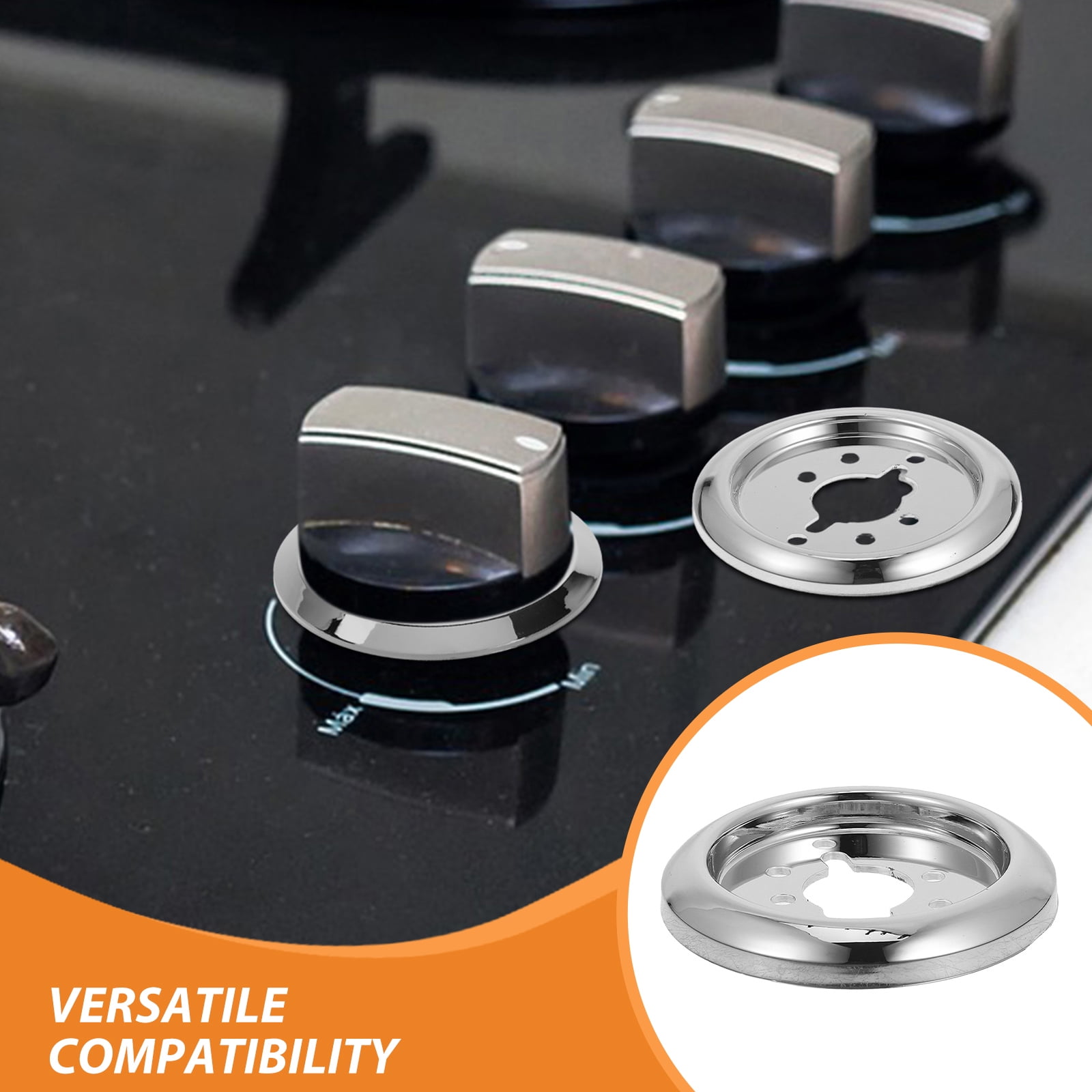 DEEPCRAFF 6Pcs Plated Silver Bbq Grill Control Knob Base Easy Install Replacement for Gas Stove and Oven