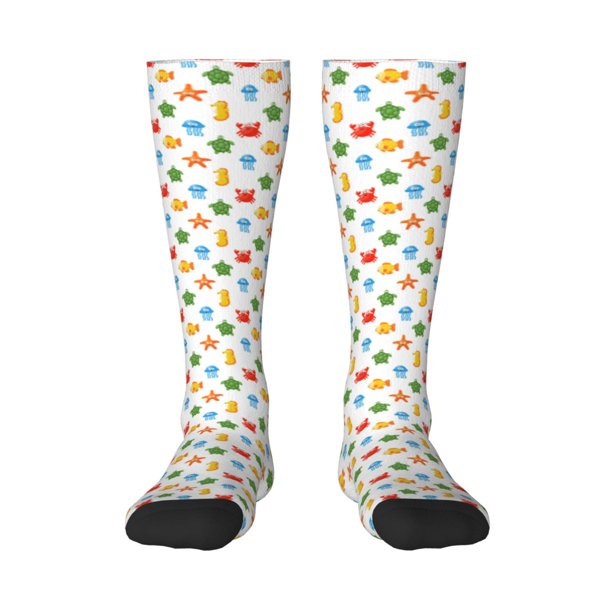 Fotbe Undersea Animals Calcetas Divertidas Estampadas para Hombre y Mujer, Calcetas de Algodón hasta la Rodilla para Caminar, Correr, Enfermería y Embarazo