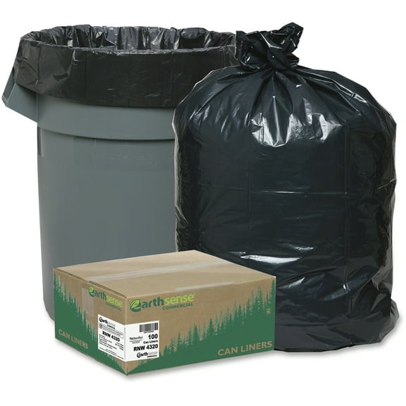 Linear Low Density Recycled Can Liners, 56 Gal, 2 Mil, 43" X 47", Black, 100/carton | Bundle of 5