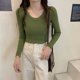 thumbnail image 1 of Blusa Inferior Para Mujer En Otoño E Invierno Con Estilo Extranjero , Nuevo Primavera Y 2022 , Versátil Cuello Redondo Y Suéter De Punto De Bajo , top Ajustado, 1 of 4