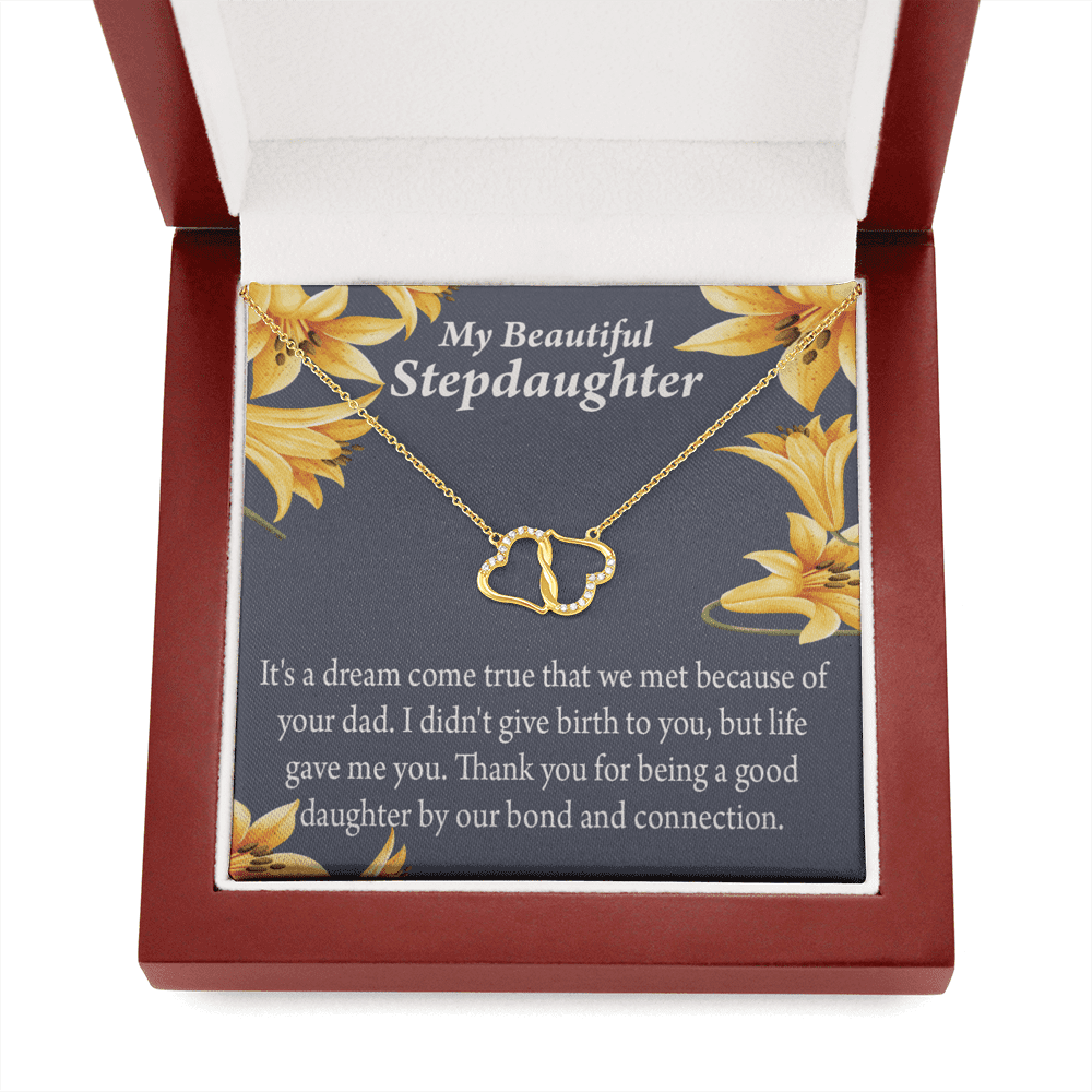 Twenty Fifth Year Anniversary Everlasting Love 10K Solid Yellow Gold Necklace With Diamonds 25th Anniversary Gift For Wife Silver