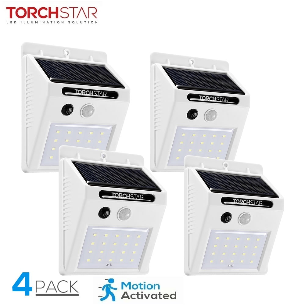 TORCHSTAR LED Solar Powered Motion Sensor Lights, Wireless Outdoor Wall