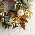 thumbnail image 5 of Pink Season Fall Front Door Decoration Fall Pumpkin Wreath Front Door Rustic Autumn Harvest Garland with Maple Leaves Berries Halloween Thanksgiving for Farmhouse, 5 of 8