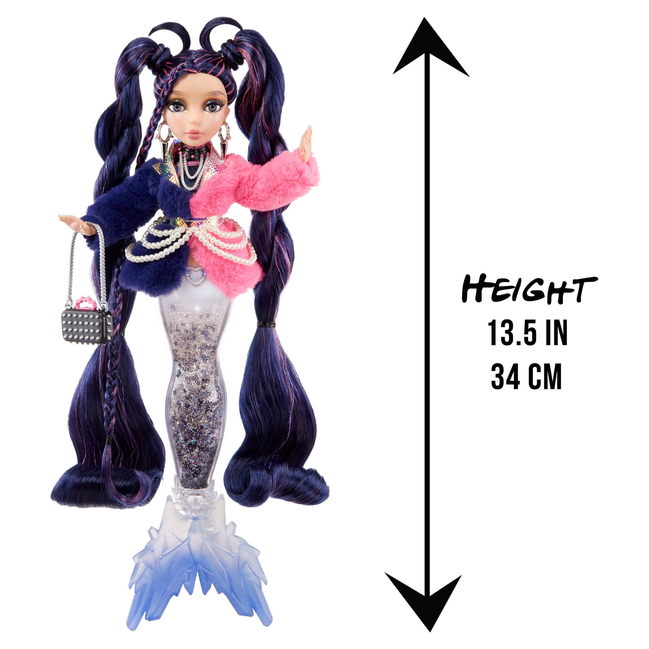 MERMAZE MERMAIDZ™ Winter Waves Gwen™ Mermaid Fashion Doll with Color Change  Fin, Glitter-Filled Tail and Accessories 13.5 Inch