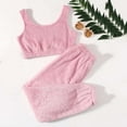 thumbnail image 2 of Women's Fuzzy Fleece 2 Piece Outfits Warm Plush Soft Sleeveless Crop Top and Pants Set Cozy Pajamas Loungewear Ladies Clothes, 2 of 6