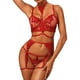 thumbnail image 2 of Gibobby Lenceria mujer sexy Conjunto de Lencería Sexy para Mujer Sexy Conjunto de Bralette de Encaje Cruzado Conjunto de Brasier y Bragas(Rojo, CH), 2 of 3