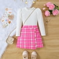 thumbnail image 2 of Sngxgn Toddler Baby Girls Skirt Outfits Ribbed Sweater Shirt Tops + Dress Fall Clothes Set(White,130), 2 of 9