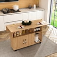 thumbnail image 6 of 47 Inch Multi-Functional Folding Table with Storage Shelves and Wheels, Foldable Dining Table for Small Spaces, Compact Desk for Kitchen, Dorm, Office, Ancient Oak, 6 of 12
