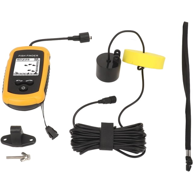 GFDYREE Portable Fish Depth Finder Sensitive Electronic Fishing Alarms Indicator LCD Display Handheld Fish Finder 200khz Sonar Frequency Castable Kayak Boat Fishfinder