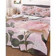 thumbnail image 3 of Quilts Full Size, Romantic Pink Roses Soft Comforter Bedding Set for Bed, Watercolor Botanical Floral Lightweight Quilted Bedspread with Pillow Cover(2 Pieces) for All Season, 78x90 Inch, 3 of 6