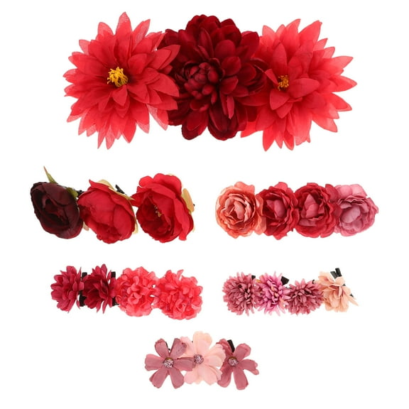 GAXIRE 21pcs Flower Hair Clips Set Fabric Hair Accessories for Women Party Wedding Events