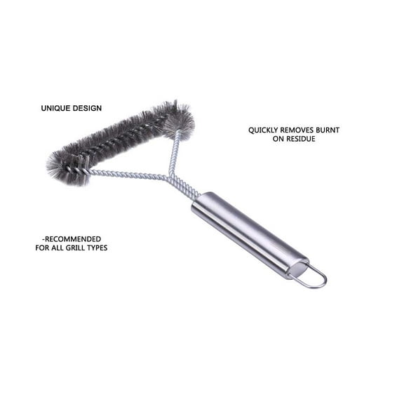 Cleaning Brush 12 inch 3 Sided Stainless Steel BBQ Grill Brush, for Big Green Egg Charcoal
