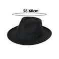 thumbnail image 3 of Women Wide Brim Warm Wool Fedora Hat Retro Style Belt Panama Hat, 3 of 5