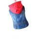 thumbnail image 3 of Denim Dog Jacket: Hoodie Winter Coat Stylish Denim Jumpsuit for Dogs Sweaters for Small Medium Large Dogs Lapel Vest with Red Knit Hat Size, 3 of 3
