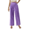 thumbnail image 2 of ohmzyzo Women Solid Color Elastic Waist Sports Casual Pants With Side Pockets Back Pocket, 2 of 8