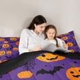 thumbnail image 4 of jejeloiu Halloween'S Day Bedding Comforter Set,Spooky Pumpkin Bats Twin Comforter Sets,Black Spider Web Bedding Set For Teen,Microfiber Bedroom Decoration Reversible,2-Piece, 4 of 7