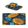 thumbnail image 2 of 3 Piece Bath Towels Set Bath Towel, Hand Towel and Face Towel for Bathroom, Gym, Hotel Blue Leaves and Sunflowers, 2 of 8