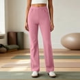 thumbnail image 4 of YHAJDS Women Wide Leg Yoga Pants Button Pocket Design Casual Fitness Long Bottoms, 4 of 8