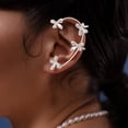 thumbnail image 4 of KAKOWELY 1Par Aretes Ear Cuffs Con De En Metal Plateado Accesorios Sin Perforación, 4 of 8