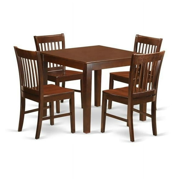 East West Furniture  Kitchen Table Set with One Oxford Table & 4 Chairs - Mahogany - 5 Piece