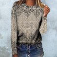 thumbnail image 2 of Womens T Shirts Long Sleeve Ladies Tops Fall Printed Loose Crewneck Blouses Business Casual 2XL, 2 of 4