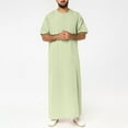 thumbnail image 2 of MSJUHEG Robe Mens Robe Dolman Crew Neck Short Sleeve Mens Casual Solid Round Neck Zipper Muslim Robe Short Sleeve Jubba Thobe Robe For Women Long Green Xl, 2 of 8