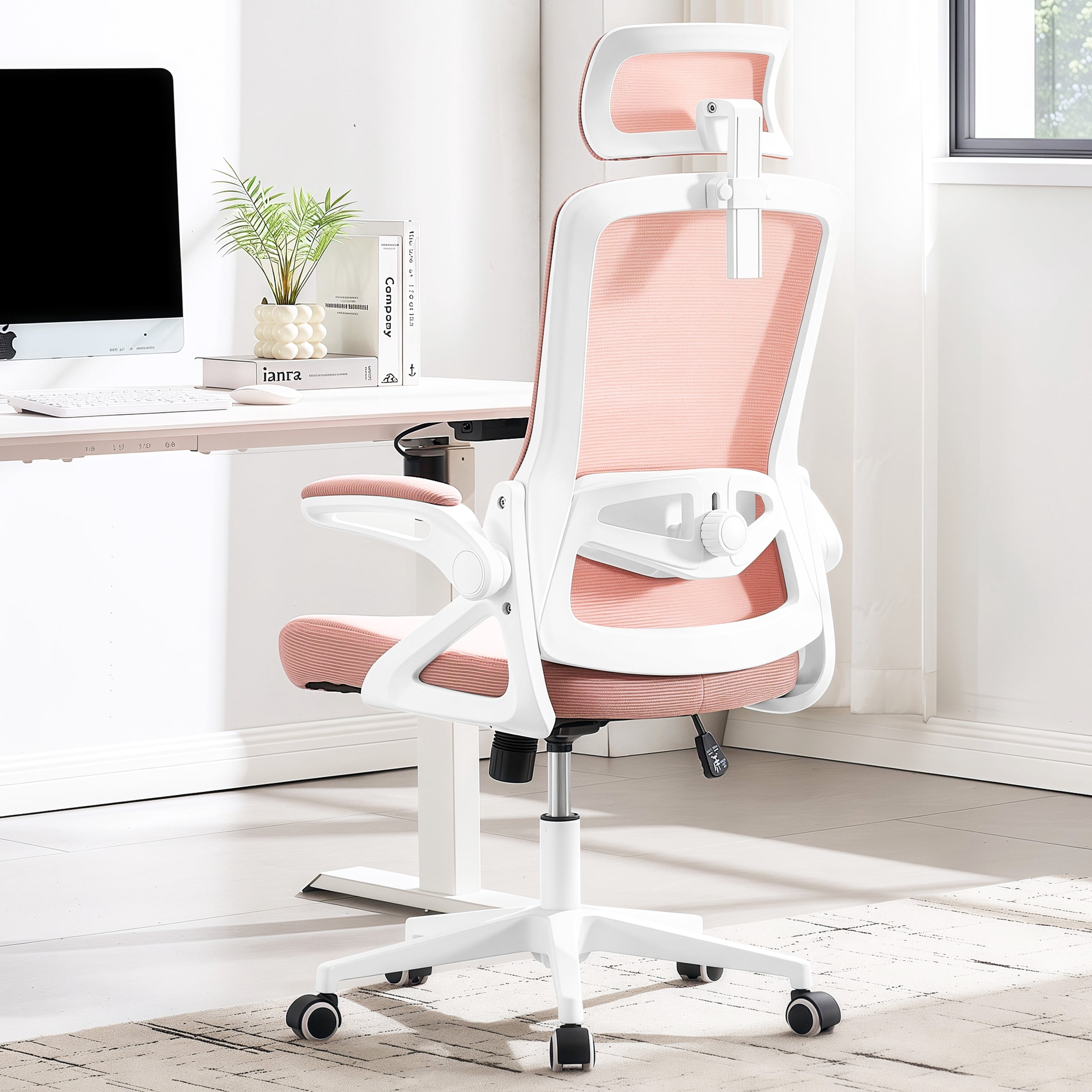 Nexthro Ergonomic Office Chair, 400 LBS Computer Chairs with Adjustable Lumbar Support, Breathable Mesh Desk Chair Ergonomic with Thickened Cushion, Comfy Home Office Desk Chair (Pink)