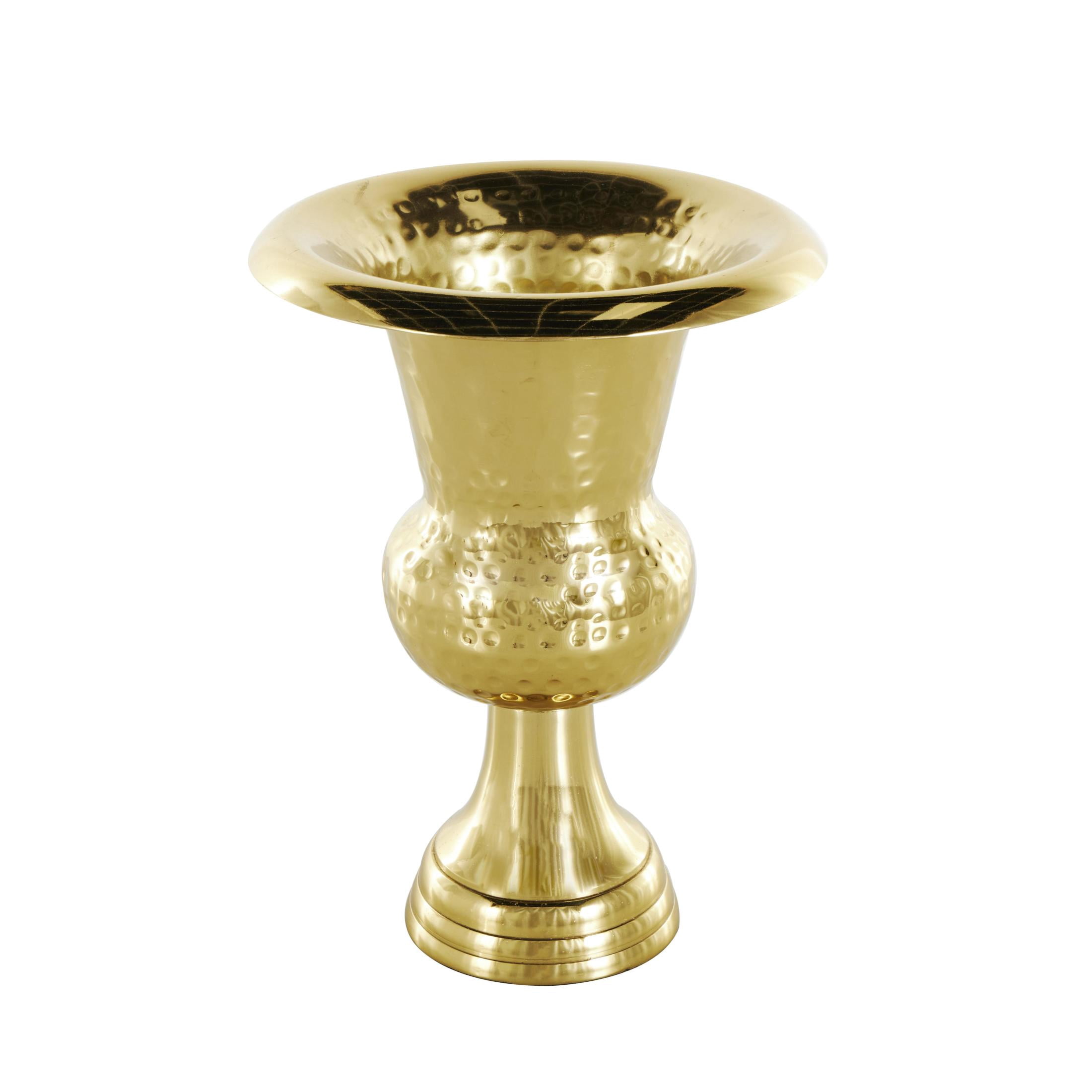 DecMode 11" Goblet Inspired Hammered Gold Aluminum Metal Vase
