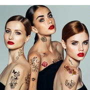 Yazhiji 40 Sheets Large Color Rose Flower Temporary Tattoos long Lasting Tattoos Fake Waterproof Tattoo Stickers for Women or Girls