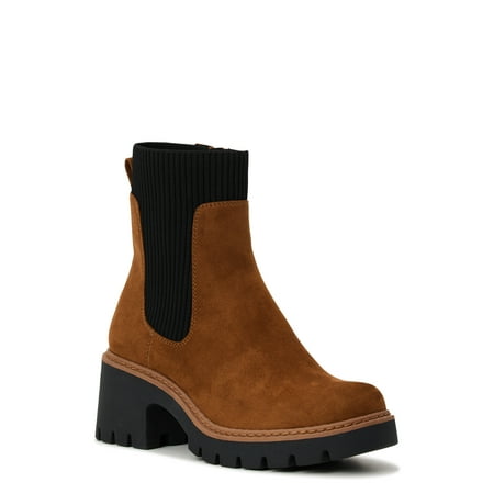 No Boundaries Women's Chelsea Boots with Knit Panel