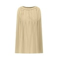 thumbnail image 4 of Women's Pleated Tank, Cotton Linen Solid Tops, Crew Neck Sleeveless Loose T-Shirt Blouse Workout Tank Tops for Women Beige XXL, 4 of 6