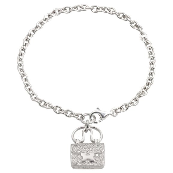 Pre-Owned Hermes Amulette Diamond Bracelet 0.58ct 14.5cm 18K WG White Gold 750