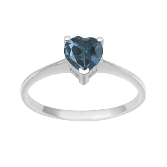 925 Sterling Silver 5 MM Heart Shape Swiss Blue Topaz Solitaire Women Valentines Day Gifts Ring