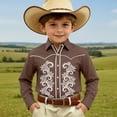 thumbnail image 2 of FINALGANG Boys Long Sleeve Shirts Printed Western Cowboy Shirt For Kids Festival Party Tops Boys' Regular Fit Casual Button Down Shirts 4-5 Years, 2 of 4