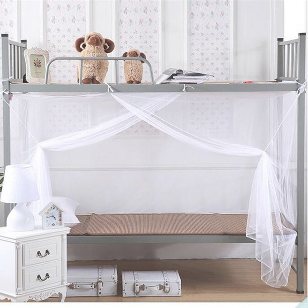 4 Corner White 6 feet Canopy Mosquito Fly Net Bed With tieback in four