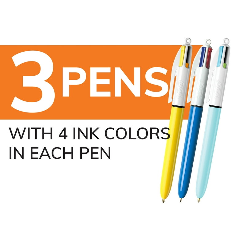 Colored Pens Bic Colours BIC® 4-Color Retractable Ballpoint Pens